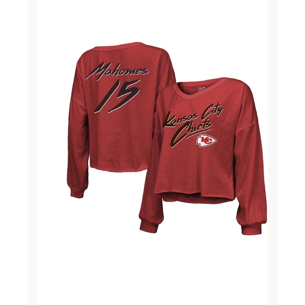 Majestic Threads Kansas City Chiefs Mahomes 15 Womens Red Off Shoulder Top 2XL